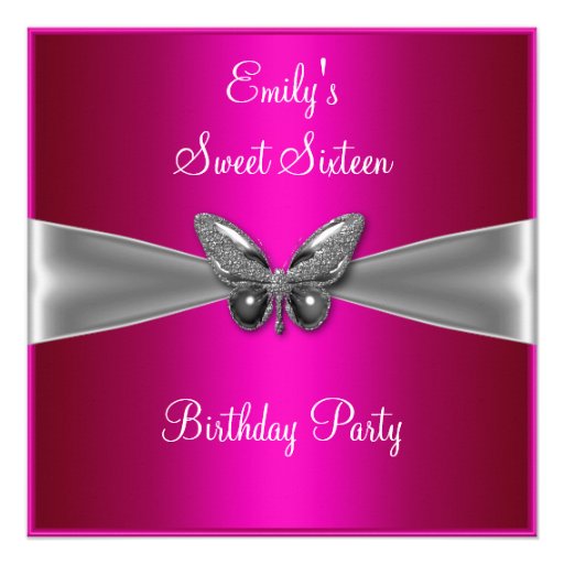 Fuschia And Silver Invitations 10