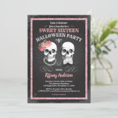 Sweet sixteen 16 Halloween birthday party pink Inv Invitation (Standing Front)