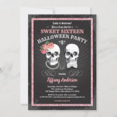 Sweet sixteen 16 Halloween birthday party pink Inv Invitation (Front)