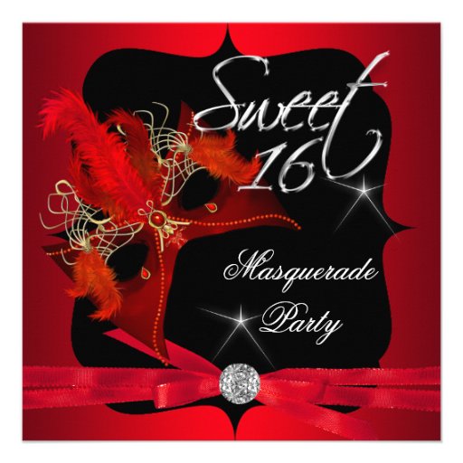 Red Sweet 16 Invitations 6