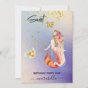 *~* SWEET SIXTEEN 16 Ombre Mermaid Birthday Party Invitation
