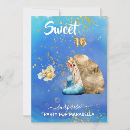  SWEET SIXTEEN 16 Pearl Mermaid Birthday Invitation