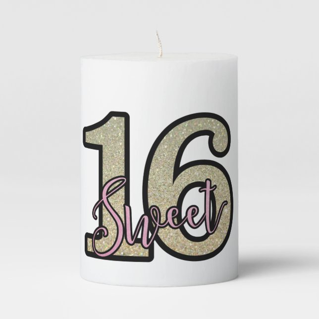 Sweet sixteen 16 Personalize Destiny Destiny'S Pillar Candle (Front)