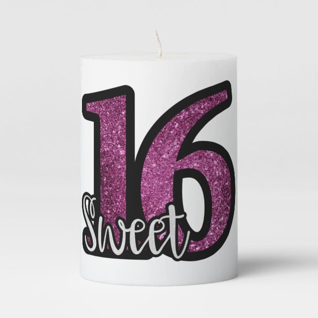 Sweet sixteen 16 Personalize Destiny Destiny'S Pillar Candle (Front)