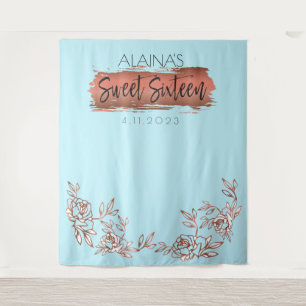 Sweet Sixteen 16 Photo Booth Party Backdrop Gold