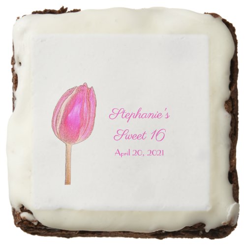 Sweet Sixteen 16 Pink Purple Tulips Cute Girly Brownie