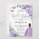 Sweet Sixteen 16 Purple Floral Princess Birthday Invitation<br><div class="desc">Personalize this lovely Sweet Sixteen Birthday invitation with own wording easily and quickly,  simply press the customize it button to further re-arrange and format the style and placement of the text.  Matching items available in store!  (c) The Happy Cat Studio</div>