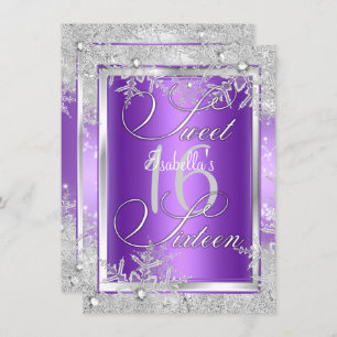 Sweet Sixteen 16 Purple Winter Wonderland Invitation