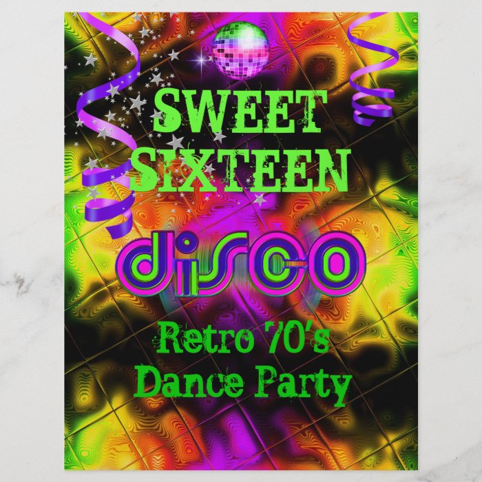 Sweet Sixteen 16 Retro 70's Disco Dance Party Flyer | Zazzle