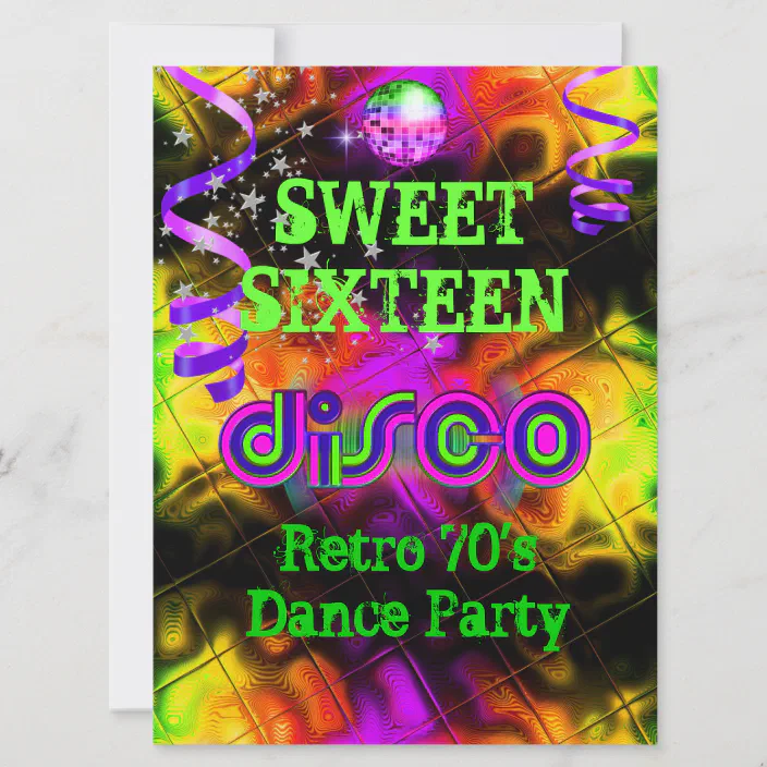 70's 009 Sweet 16 invite Sweet 16 party invites Disco Ball Sweet sixteen invitations Sweet 16 birthday invitations Sweet 16 Invitation