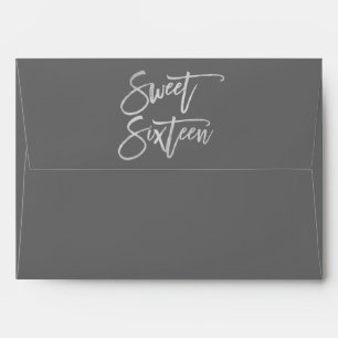 Sweet Sixteen 16 Silver Foil Modern Script Envelope