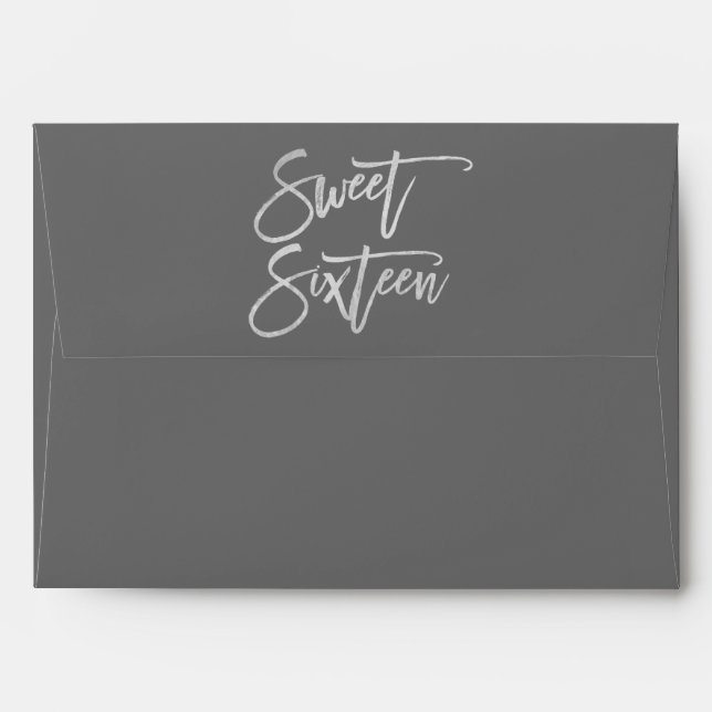 Sweet Sixteen 16 Silver Foil Modern Script Envelope (Back (Top Flap))