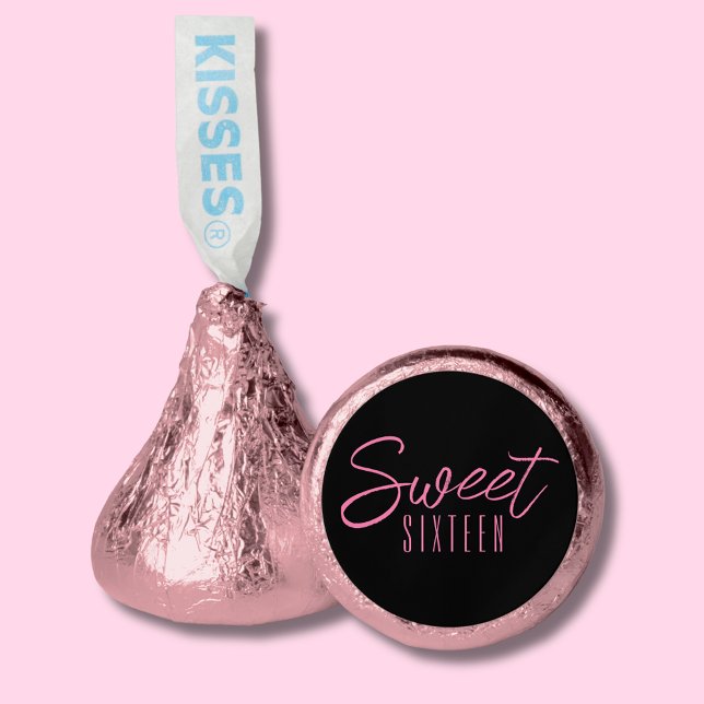 Sweet Sixteen 16th birthday party Hershey®'s Kisses® (Sweet Sixteen 16th Sixteenth girls birthday party
Hersheys kisses in black and pink.)