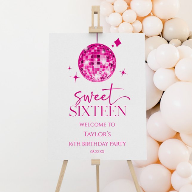 Sweet Sixteen 16th Birthday Party Welcome Sign (Creator Uploaded)