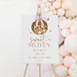 Sweet Sixteen 16th Birthday Party Welcome Sign<br><div class="desc">This is a Sweet Sixteen Gold Disco Ball 16th Birthday Party Welcome Sign!</div>