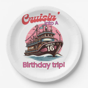 Sweet Sixteen 16th Cruising Into A Birthday Trip Paper Plates