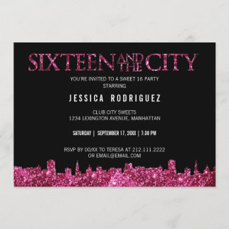 Sweet Sixteen and The City Sweet 16 Birthday Party Invitation