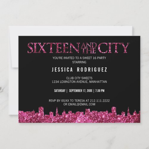 Sweet Sixteen and The City Sweet 16 Birthday Party Personalized Invitations