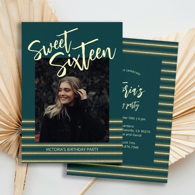 Sweet Sixteen Aquamarine Glitter Birthday Party  Invitation (Creator Uploaded)
