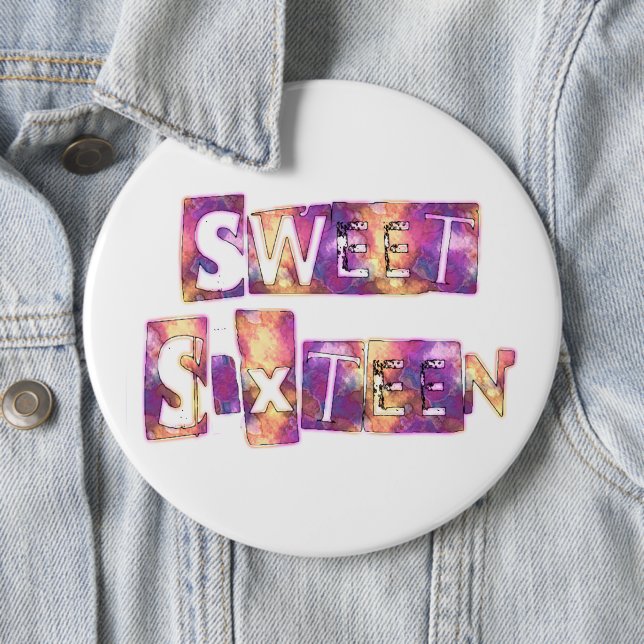 Sweet Sixteen Art Print Button (In Situ)