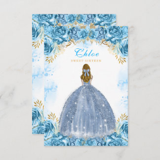 Sweet Sixteen Baby blue Birthday Invitation Card