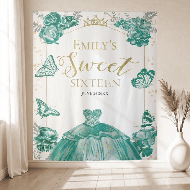 Sweet Sixteen Backdrop Butterfly Green Dress (Creator Uploaded)