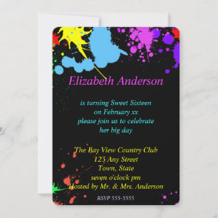 Sweet Sixteen, Bat Mitzvah, Glow Neon Invitation