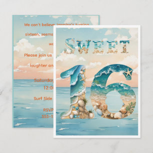Sweet Sixteen Beach Party Digital Download Invitation