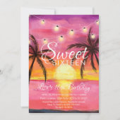 Sweet Sixteen, Beach Sunset Birthday Invitations (Front)