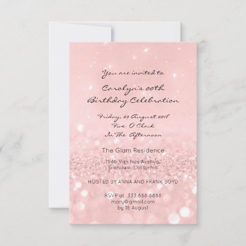 Sweet Sixteen Birthay Pink Rose Gold Glitter Invitation