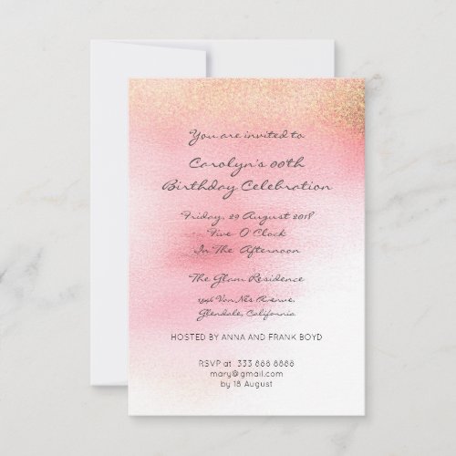 Sweet Sixteen Birthay Pink Rose Gold Ombre Invitation