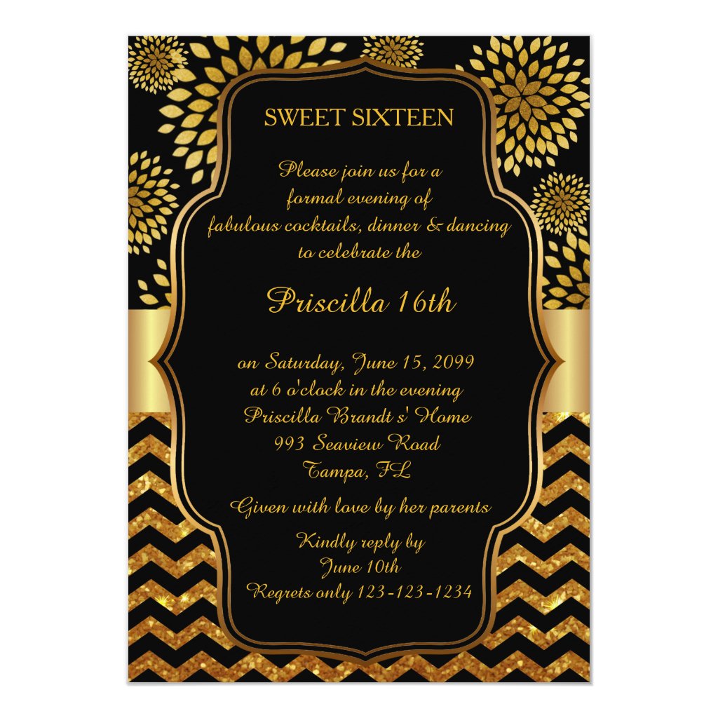Gold Gatsby Inspired Art Deco- 40th Birthday Wedding Vintage Roaring 20/'s Party Invitations Black /& White
