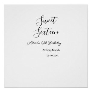 Sweet sixteen birthday brunch 16th birthday name d poster