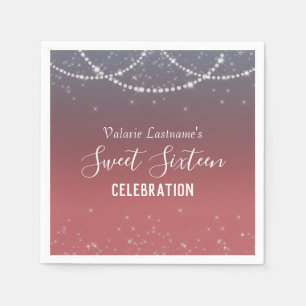 Sweet Sixteen Birthday Celebration Ombre Diamond Napkins