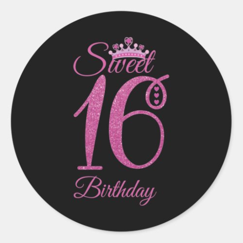 Sweet Sixteen Birthday Classic Round Sticker