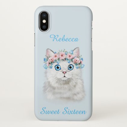 Sweet Sixteen Birthday Cute Kitten iPhone X Case