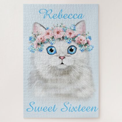 Sweet Sixteen Birthday Cute Kitten Jigsaw Puzzle