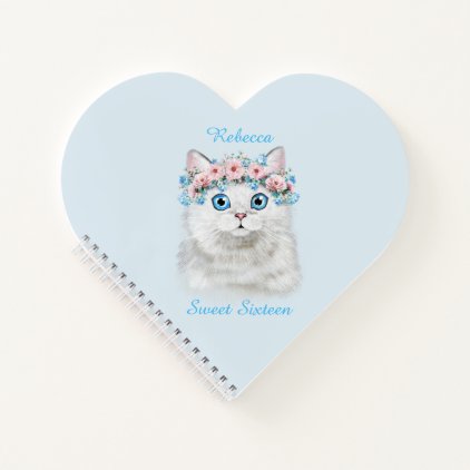 Sweet Sixteen Birthday Cute Kitten Notebook