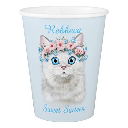 Sweet Sixteen Birthday Cute Kitten Paper Cup