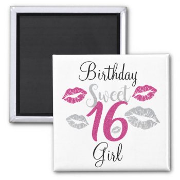 Sweet Sixteen Birthday Girl Button Magnet by Magical_Maddness at Zazzle