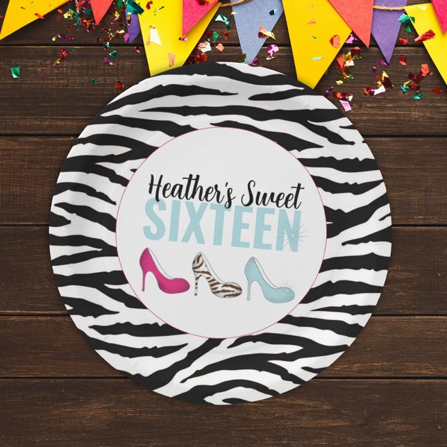 Sweet Sixteen Birthday Girly Pink Whimsical Chic   Paper Plates (Creator Uploaded)