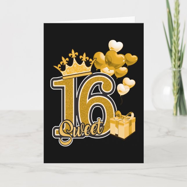 Sweet Sixteen Birthday Gold Card (Front)