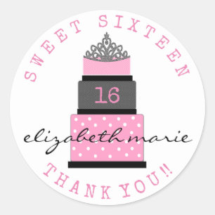 Sweet Sixteen Birthday Guest Favor Classic Round Sticker