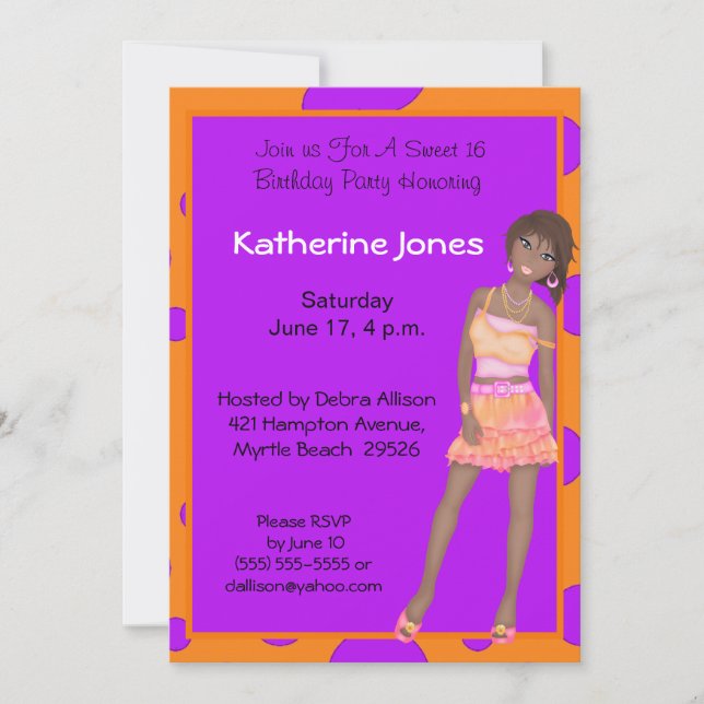 Sweet Sixteen Birthday  Invitations (Front)
