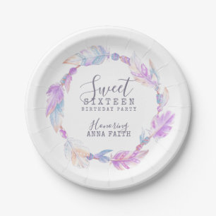 Sweet sixteen birthday party boho art plate