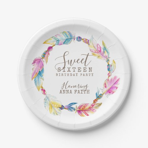 Sweet sixteen birthday party boho art plate