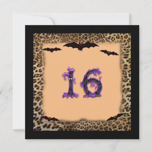 Sweet Sixteen Birthday Party Halloween Invitation