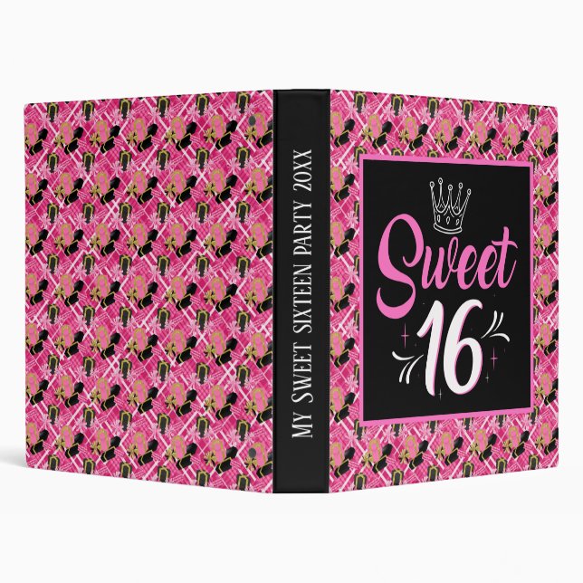 Sweet sixteen birthday party memory add date 3 ring binder (Background)