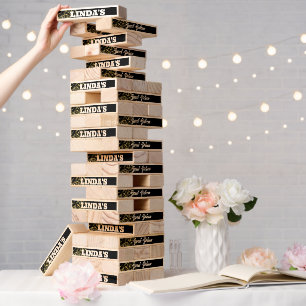 Sweet Sixteen Birthday Party Name Glitter Topple Tower