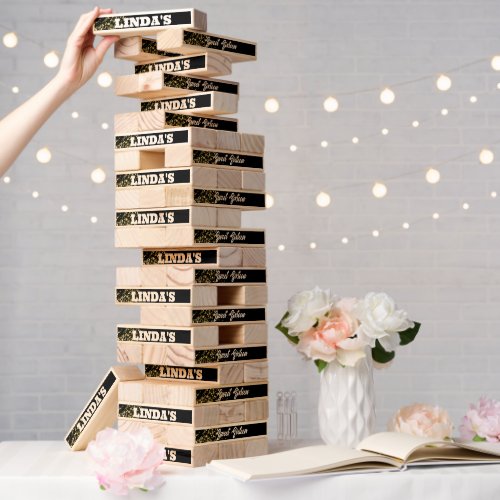 Sweet Sixteen Birthday Party Name Glitter Topple Tower